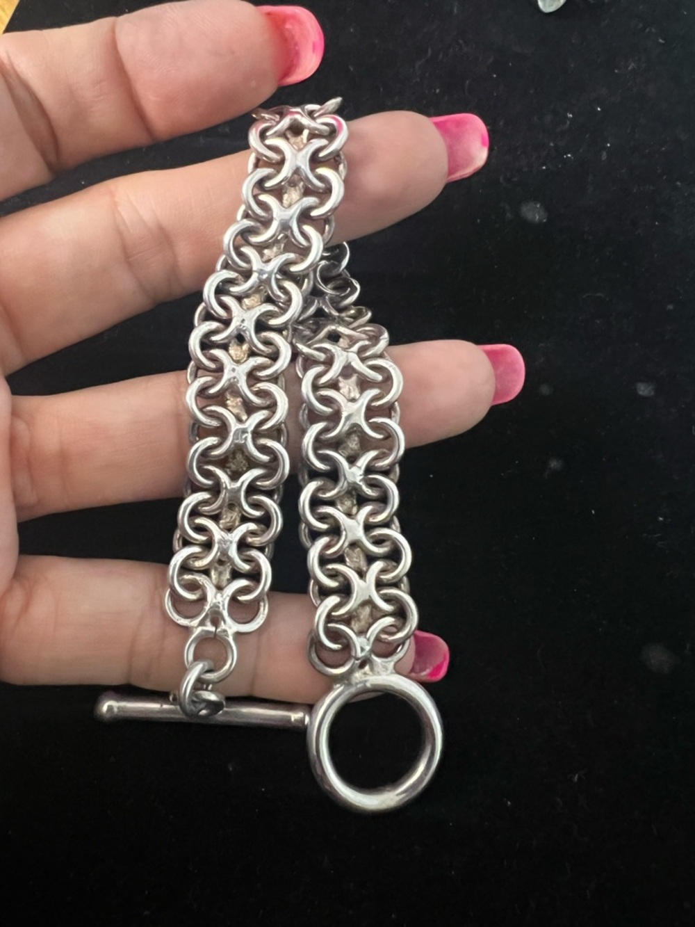 925 STERLING SILVER MEXICO HEAVY THICK CHUNKY TOGGLE BRACELET